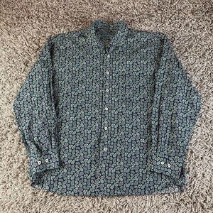 Alan Flusser Shirt Mens Extra Large XL Paisley Button Down Casual Green Dress